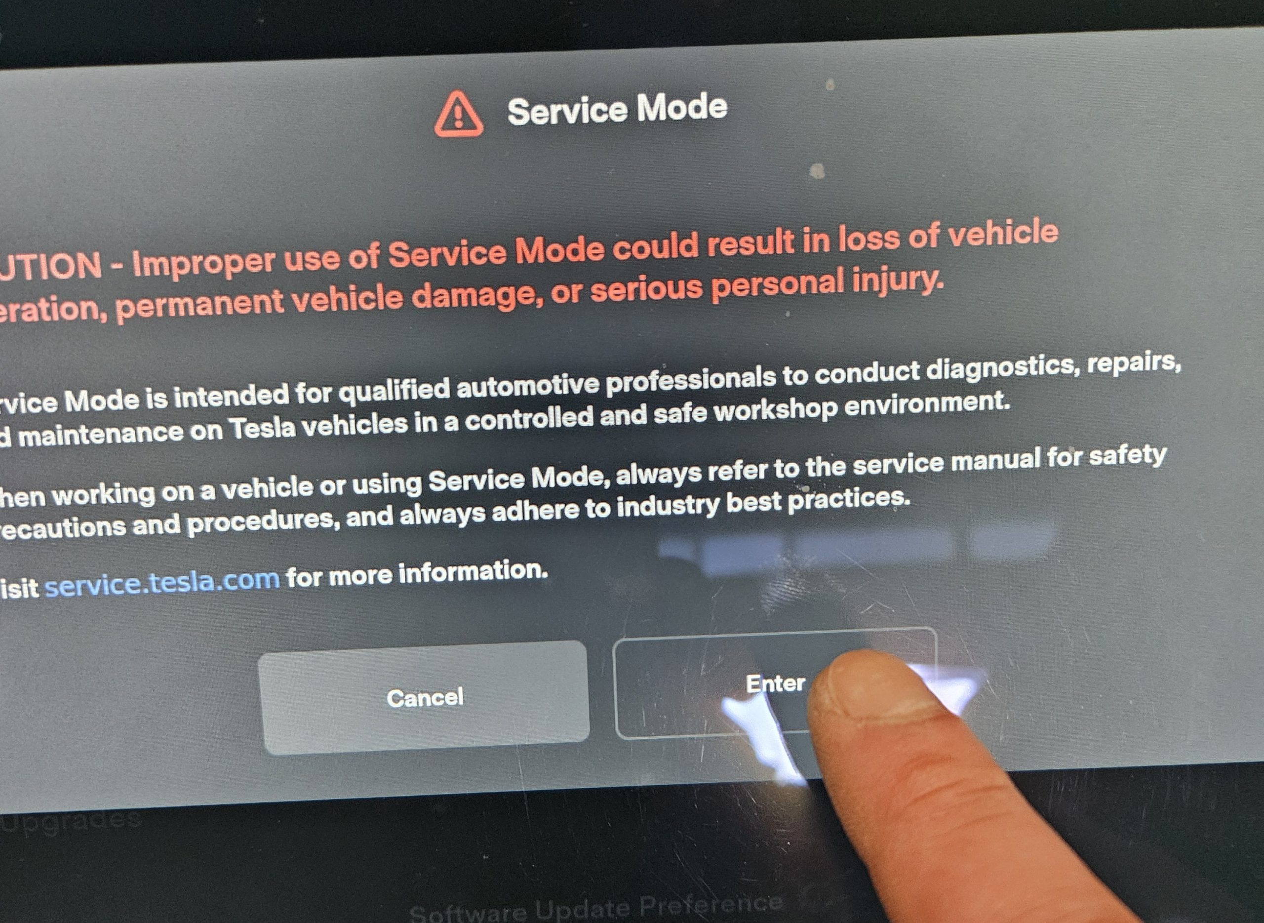 Tesla service mode